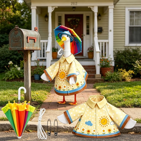 Garden Porch Goose Outfits Spring Summer Goose Outfit Cute Lawns Porch Goose Clothes Fits 23" Cement Plastic Goose Statue for Outdoor Yard Patio Decor