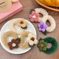 thumbnail image 5 of Aoanydony Hair Ties Woolen Flower Plush Decorate Hairs Rope Easy Matching Lovely Holder Accessory Women Girls Gift Date Winter Coffee White, 5 of 6