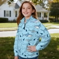 thumbnail image 3 of Uorisanigo Girls Sweatshirts Fashion Oversized Blue Shark Print Long Sleeve Pullover Shirt Top Fall Trendy Clothes Cropped Pullover Hoodies Athletic Tops Quarter-Zip Jacket, 3 of 7