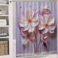 thumbnail image 5 of 4 Piece Bathroom Rug Set with Shower Curtain Dreamy Watercolor Floral Bathroom Sets with Curtain Rug Toilet Cover And U Shaped Mat Watercolor Colorful Flowers Abstract Floral 12 Plastic Hooks, 5 of 8