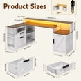 thumbnail image 2 of Sioweci 63" Farmhouse L Shaped Executive Desk, Corner Computer Desk with Drawers & Storage Shelf, Home Office Desk with Power Outlet, Monitor Stand,White & Brown, 2 of 11