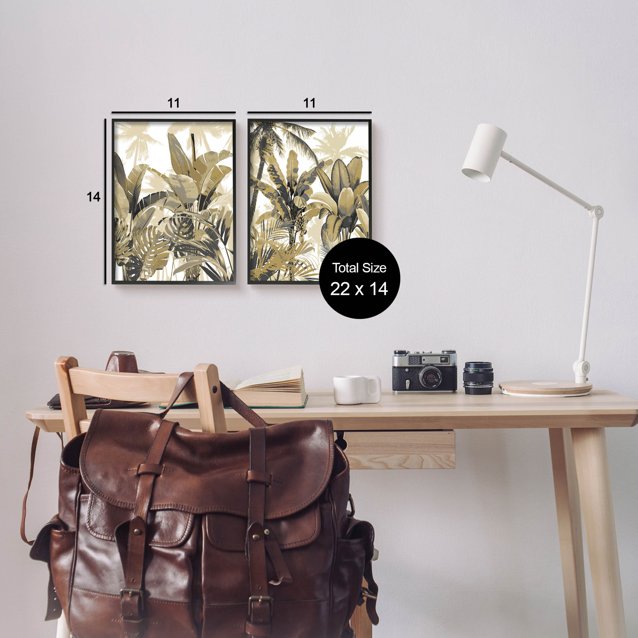 Tropical Jungle Plants Vegetation Botanical & Floral Graphic Art Black Framed Art Print Wall Art, Set of 2