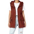 thumbnail image 1 of TheMogan Women's S~3X Drawstring Loose Fit Utility Vest Sleeveless Military Jacket, 1 of 7
