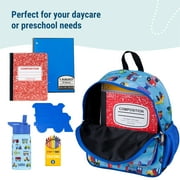 Wildkin Kids 12 Inch Backpack for Toddler Boys and Girls, Insulated Front Pocket (Trains, Planes & Trucks Blue)