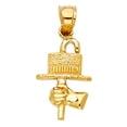 thumbnail image 1 of 14K Yellow Gold Magic Hat & Stick Charm Pendant For Necklace or Chain, 1 of 4