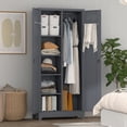 thumbnail image 6 of Metal Storage Cabinet with Lock,72" Garage Storage Cabinets with Hanging Rod & S-Hooks,Large Storage Cabinet with Shelves,Locking Tool Utility Closet for Home,Garage,Utility Room,Dark Grey, 6 of 9