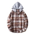 thumbnail image 2 of Plaid Hoodie Shirts for Men,Mens Hoodie Plaid Shirt Long Sleeve Lightweight Flannel Shirt Jackets Casual Button Down Shirt,Mens Plaid Hoodie Shirts Jacket, 2 of 9