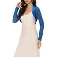 thumbnail image 4 of INSPIRE CHIC Women's Satin Shrugs for Evening Dress Open Front Mesh Cardigan Elegant Wedding Bolero S Royal Blue, 4 of 6
