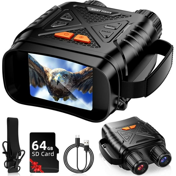 SUMMIT Night Vision Goggles, Night Vision Binoculars for Adults, HD Screen Thermal Binoculars with 64GB TF Card for Photos and Videos, Perfect for Outdoor Hunting Camping and Wildlife Observation