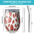 thumbnail image 5 of 12oz Stemless Wine Tumblers Strawberry Plants Fruit White Pattern Vacuum Insulated Stainless Steel Travel Tumbler Cups Mug with Lid and Straw for Champaign,Cocktail,Beer with Cleaning Brush, 5 of 5