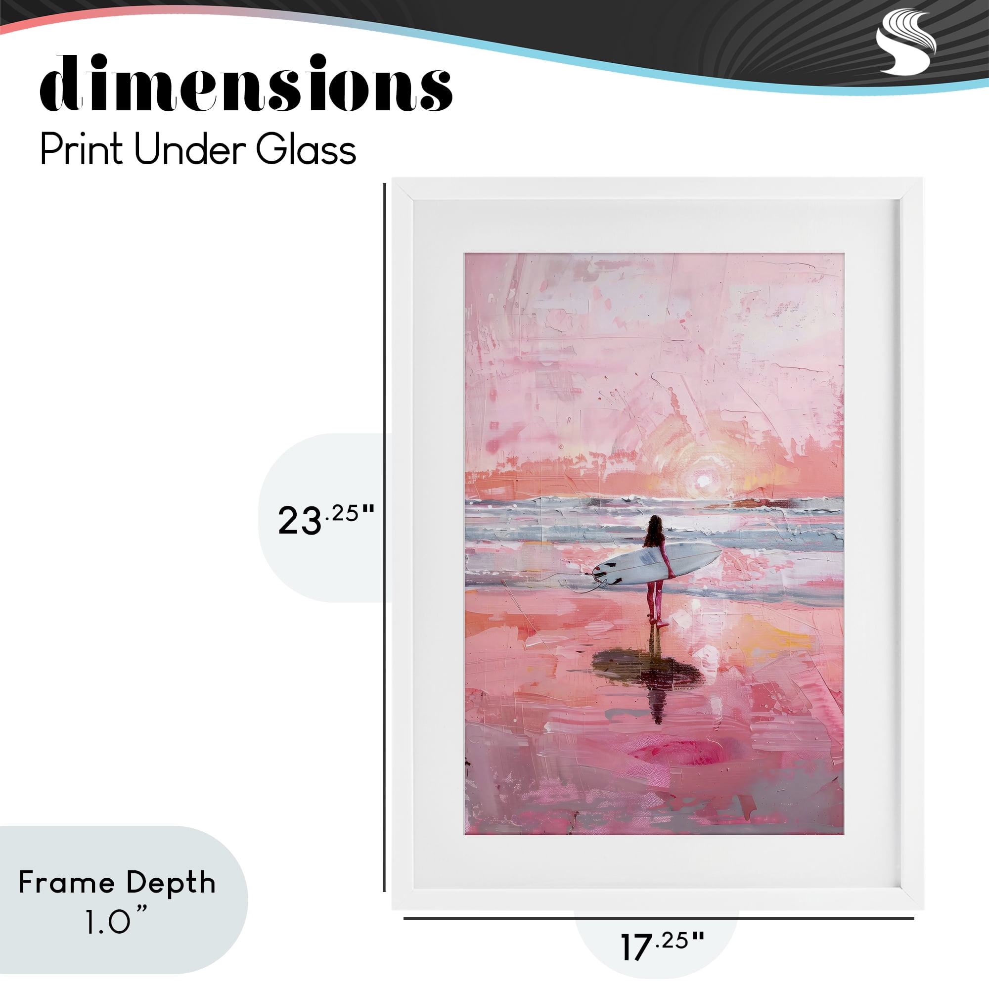 Stupell Industries Surfer at Pink Sunset White Framed Print Under Glass, design by Creative Studio