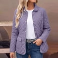 thumbnail image 2 of EOYWHK Puffer Jacket for Women Soft Warm Notch Collar Snap Button Solid Color Long Sleeve Winter Coats Purple M, 2 of 7