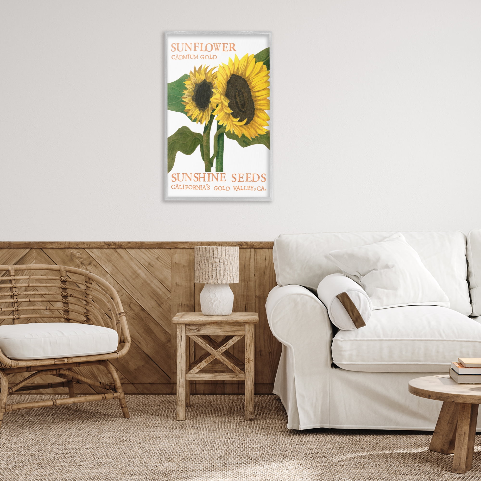 Stupell Industries Sunflower Seeds Design Typography Painting Gray Framed Art Print Wall Art, 20 x 30