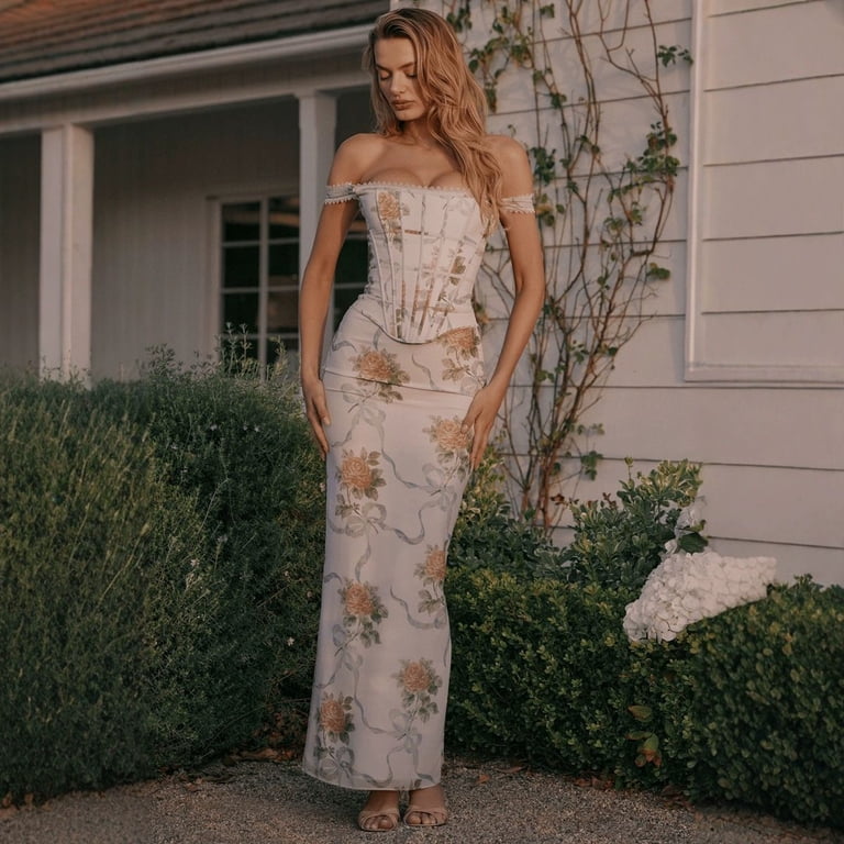 corset maxi summer dress Jolene Tiered Corset Tulle Maxi Dress - Off White
