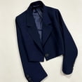 thumbnail image 6 of Crgrtght Women Button Collared Long Sleeve Slim Blazer Jacket Casual Loose Suit Jacket Fashion Work Business Office, Navy L, 6 of 6