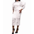 thumbnail image 3 of Women'S Elegant Floral Lace Long Sleeve Bodycon Pencil Dress for Evening Events White XXL, 3 of 10
