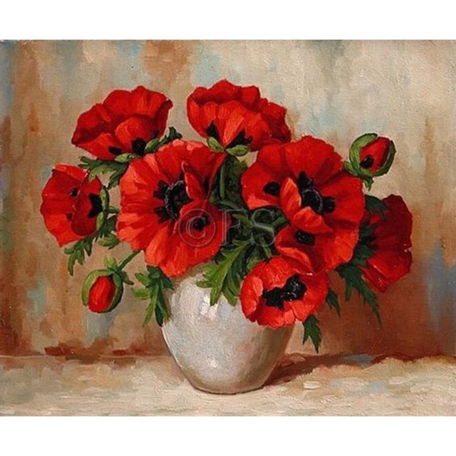 Pintura de diamante (DB5319) Flores de bricolaje en jarrón Cuadro de diamantes de imitación redondo completo (A022) 20X30cm FLhrweasw Nuevo