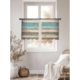 thumbnail image 2 of Farmhouse Blue Grey Brown Sheer Curtains 54 Inch Length 2 Panels Set, Vintage Ombre Wooden Voile Window Treatment Rod Pocket Short Kitchen Curtains Drapes for Bedroom 52"x54"x2, 2 of 7