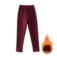 thumbnail image 4 of Pandaie 1-14T Girls Fleece Lined Leggings Winter Warm Soft Thermal Pants Full Length Kids Tights Trousers Clothes Brick Red 18-24 Months, 4 of 5