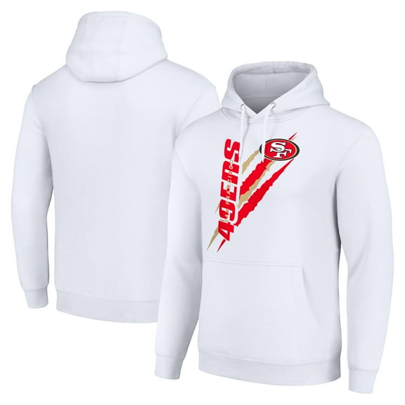 Unisex Starter White San Francisco 49ers Color Scratch Fleece Pullover Hoodie