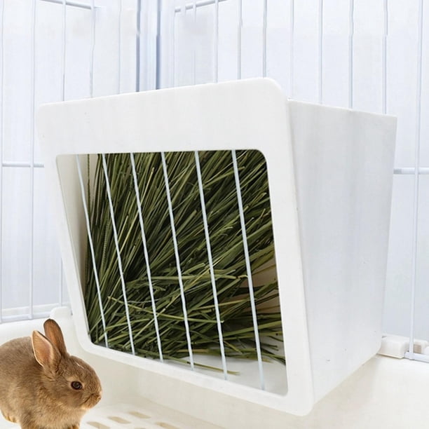 Comedero de para Mascotas para Conejos, Cobayas, Chinchillas. Pesebre de de Jaula de Plástico para Mascotas , malla de hierro Yinane Estante de heno de jaula