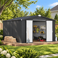 thumbnail image 5 of AECOJOY 10'x14' Waterproof Galvanized Steel Storage Shed with Lockable Double Doors, Dark Gray, for Backyard & Patio, 5 of 7