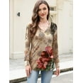 thumbnail image 2 of Weardear Women Casual Dressy Tops V Neck Long Sleeve Blouse Loose Fit Trendy Tunic Clothes, L, 2 of 6
