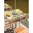 thumbnail image 2 of Outdoor Tablecloth with Umbrella Hole for Patio/Picnic/Party/Camping, Gnomes Sunflower Waterproof Table Cloth Square Cover Washable, Yellow Checkered Pastoral Botanical Wooden (54"x 54"), 2 of 8