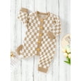 thumbnail image 6 of Elippeo Baby Girl Boy Knitted Jumpsuit 3M 6M 12M 18M 24M  Checkerboard Round Neck Long Sleeve Button Up Rompers for Toddlers, 0-24 Months, 6 of 10
