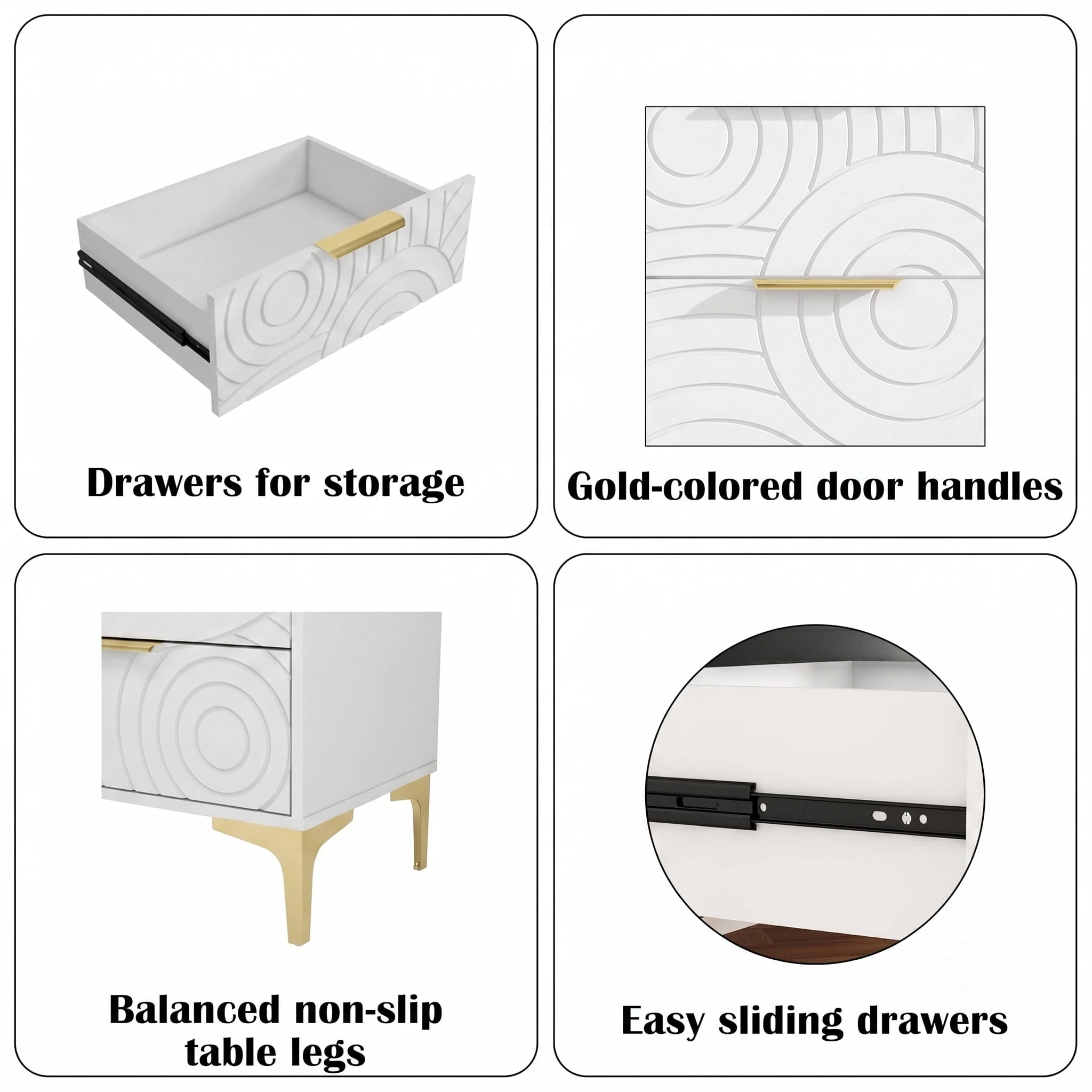 AISWORD 9 Drawer Dresser, Modern Wooden Dresser Chest with Metal Handles, Large Storage for Bedroom, White