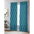 thumbnail image 4 of Sheer Curtains 96 Inches Long 2 Panels Set for Living Room, Teal Blue Stripes Semi Sheer Curtains for Windows, Simple Geometric Modern Monochrome Voile Window Treatments Rod Pocket Curtain, 4 of 7