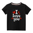 thumbnail image 2 of Lilgiuy Valentine's Day Shirts Toddler Boys Girls Valentine Letter Print Heart Graphic T-Shirt Casual Short Sleeve Crewneck Tee Tops Outwear (Black), 2 of 5