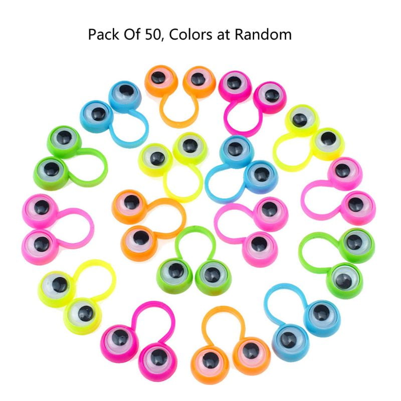 Lot of 24Pcs Finger Wiggly EYE Puppet Ring Clown Child Adult Toy Games Decor DIY 