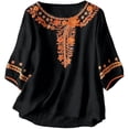 thumbnail image 4 of CONROSES Mothers Day Gift Womens Short Sleeve African T-Shirts Crewneck Retro Graphic Loose Fit Summer Tee Blouses for Lady, 4 of 4