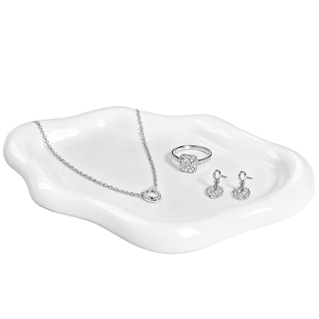 Mber Jewelry Tray Ceramic Jewelry Holder, White Jewelry Dish Tray, Ring Holder Dish, Trinket Dish Jewelry Trays Organizer Ring Tray Jewelry Plate Dish