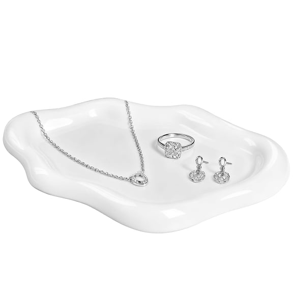 Mber Jewelry Tray Ceramic Jewelry Holder, White Jewelry Dish Tray, Ring Holder Dish, Trinket Dish Jewelry Trays Organizer Ring Tray Jewelry Plate Dish