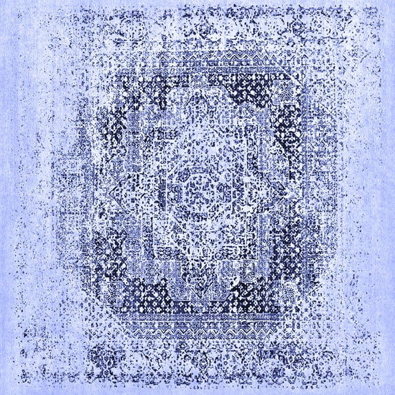 Ahgly Company Indoor Square Oriental Blue Industrial Area Rugs, 6' Square