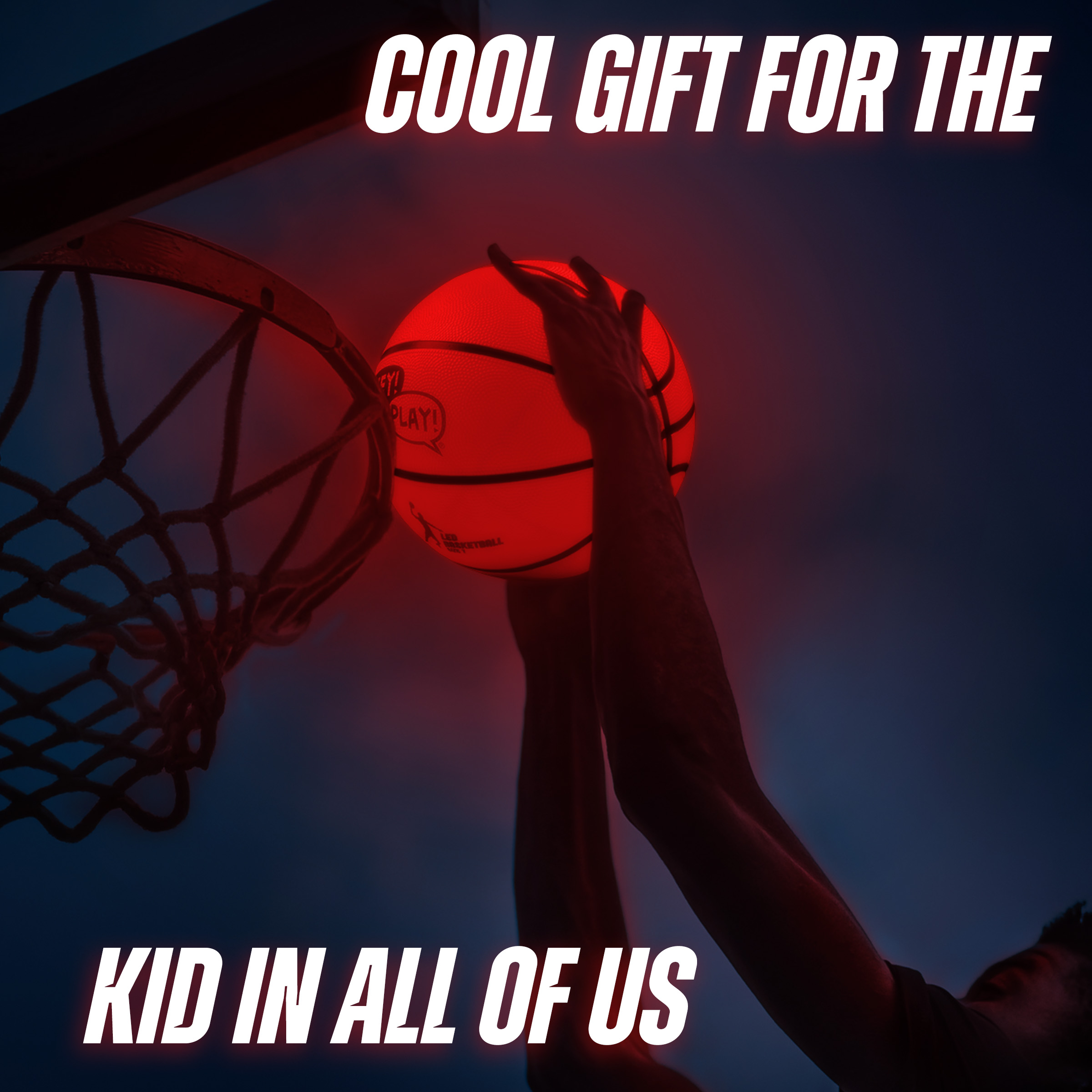 Hey Play Indoor/Outdoor Light Up Basketball - LED Glow In The Dark Basketball Official Size 7 for Kids Ages 8 and Up