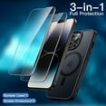 thumbnail image 3 of JETech 3 in 1 Magnetic Case for iPhone 14 Pro Max 6.7-Inch with 2 Pack Tempered Glass Screen Protectors, Compatible with MagSafe, Translucent Matte Back Shockproof Phone Cover (Black), 3 of 7