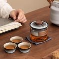 thumbnail image 3 of Teatsy Teapot, Teatsy Portable Tea Set, Heat-resistant glass teapot with rotating strainer, Water Separation Glass Teapot, 1 Pot 3 Mini Cup, Portable Tea Maker For Home, Office, Camping (Blue), 3 of 8