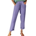 thumbnail image 2 of IDALL Linen Pants Women Petite Pants 2025 Casual Pants Lightweight Autumn Fabric Comfortable & Stylish Multiple Color Options Lounge Pants Women Summer Pants Purple 2XL, 2 of 8