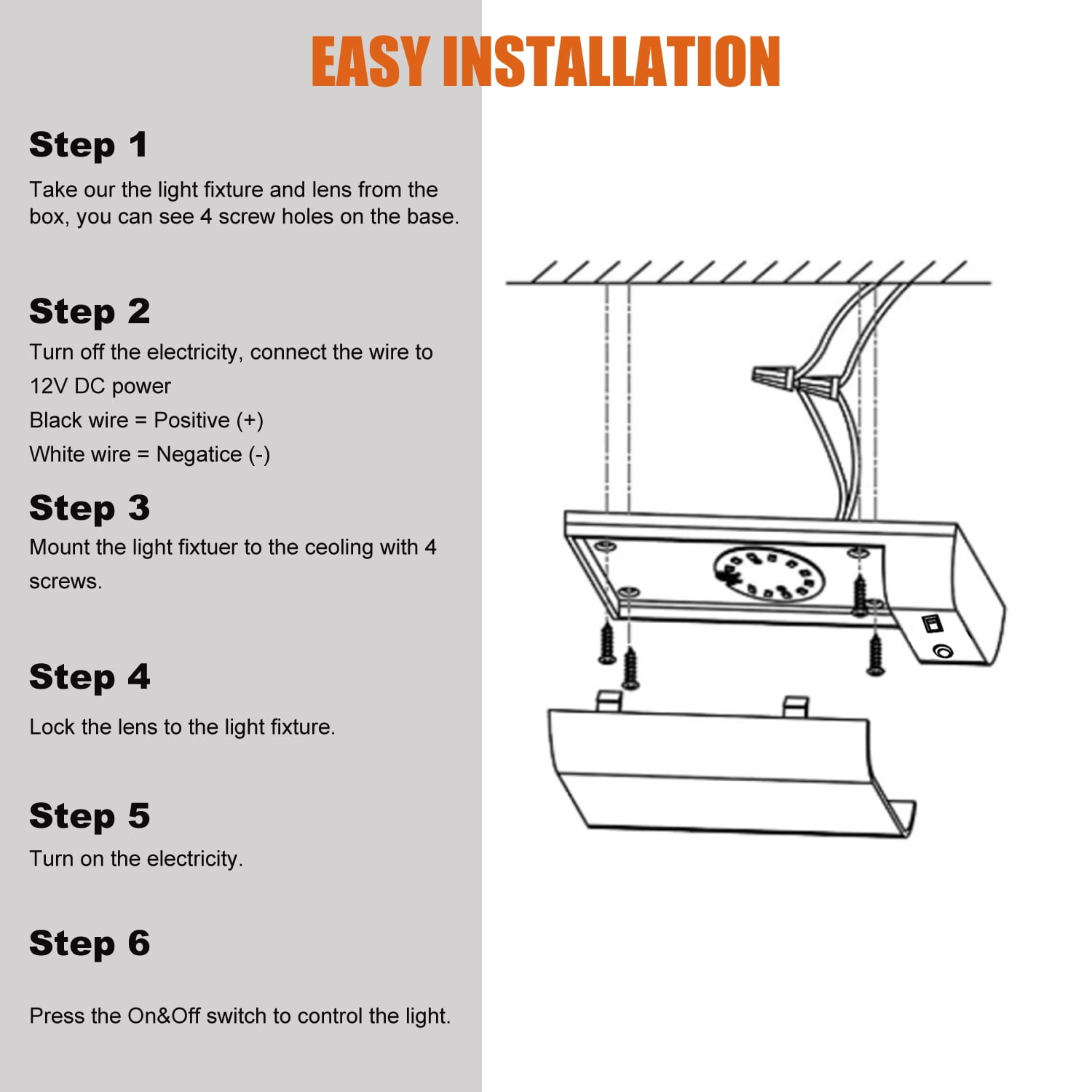 Buy Facon 12V LED RV Dome Light with USB Charger, High Speed Charging