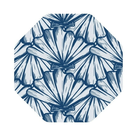 

Matuu Blue Shells for Cup Coasters Set of 6 Leather Coasters Desk Coasters for Office Measures 4” x 4” Octagon