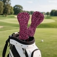 thumbnail image 4 of Uorisanigo Golf Club Headcover 3/5 Wood Headcover Elastic Closure Premium Leather Pink Cheetah Leopard Print Golf Driver Headcovers, Fairway Wood Head Cover, Hybrid Cover, Set of 3, 4 of 7