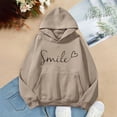 thumbnail image 5 of Tanghaowl Women's Sweatshirt Letter Print Hoodies Long Sleeved Hoodie and Cozy Warm Lining Khaki M, 5 of 5