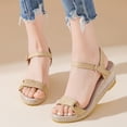 thumbnail image 4 of Womens Espadrilles Buckle Ankle Strap Wedge Sandals Open Toe Fashion Band 2026 Summer Dressy Wedges Heels Yellow Size 6, 4 of 6
