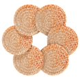 thumbnail image 2 of Haosy Set of 6 Drink Woven Coaster with Holder Heat Resistant Non-Slip Bar Coasters 4 Inches Orange Watercolor Pebble, 2 of 7