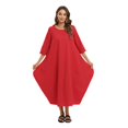 thumbnail image 5 of Women's Dress Long Sleeve Casual Plus Size Dress Solid Loose Casual Crewneck Long Dress,S-5XL, 5 of 7