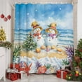 thumbnail image 2 of Shower Curtain 54"W x 78"L Winter Ocean Beach Snowman Christmas Coral Shell Fabric Shower Curtains Set with Hooks Water Repellent Bathroom Curtains Machine Washable Bathroom Accessories, 2 of 9