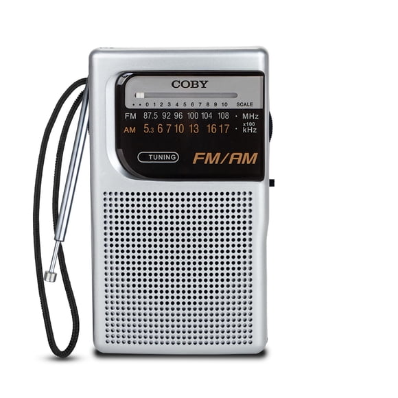 Radio AM/FM portátil Coby Retro Pocket con batería de 800 horas